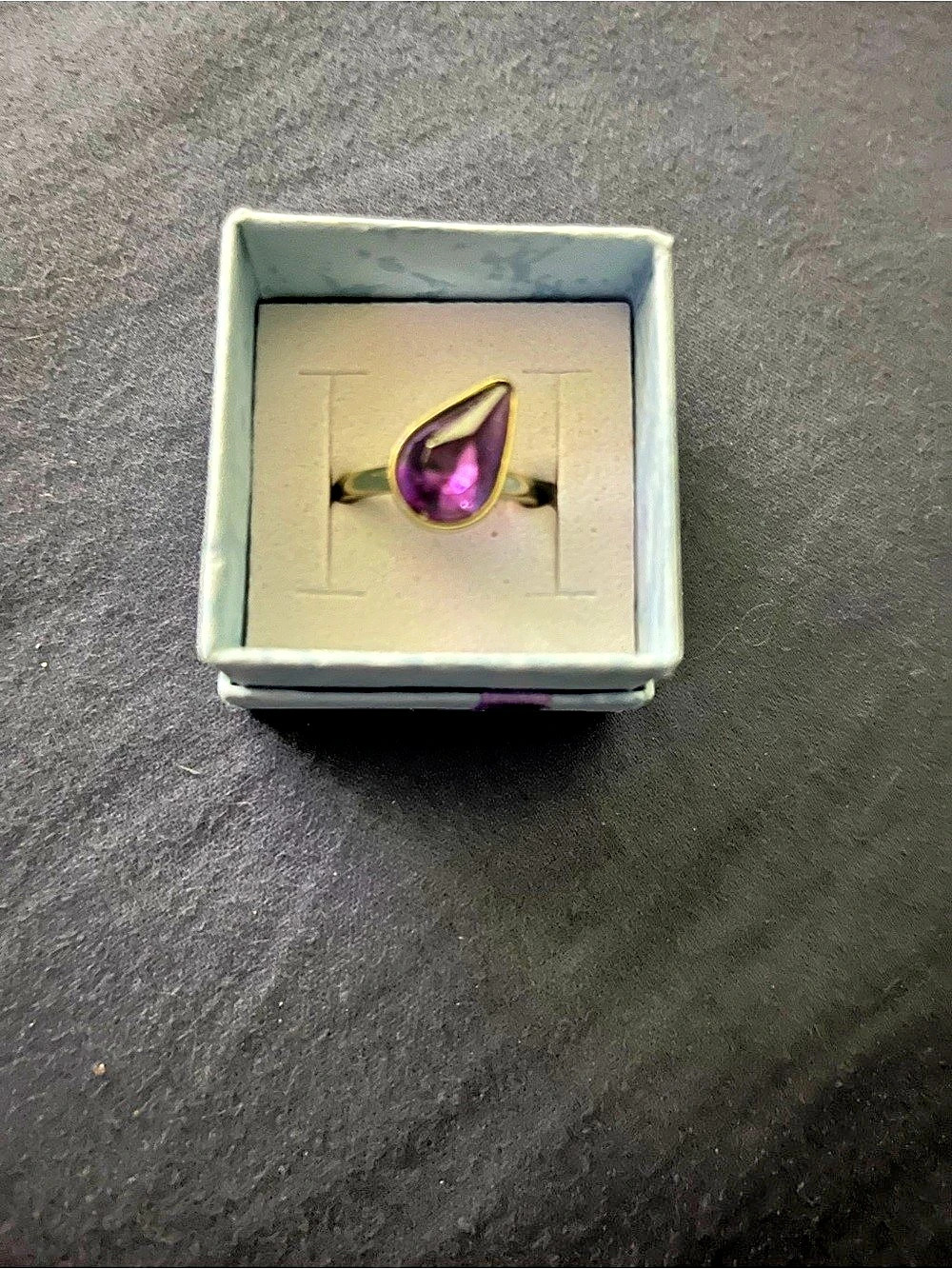 Purple Teardrop Statement Ring sz 6
